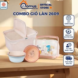 Giỏ Đựng Đồ Cho Bé 2609 Việt Nhật, Làn Đi Sinh Nhựa Mây Có Nắp Đựng Quần Áo Sơ Sinh - DOMUS 1