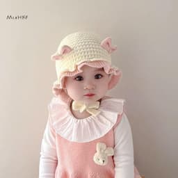 MceHKF Mũ Len Cho Bé Dễ Thương Mũ Bảo Vệ Tai Trẻ Em Mùa Đông Dày Ấm Áp Dệt Kim Cho Bé Mới 9