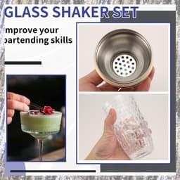 [Z F L U] Bộ bình lắc cocktail thủy tinh 13Oz - Bình lắc thủy tinh cho cocktail, Bình lắc đồ uống Bình lắc cocktail và cocktail Vàng Dễ sử dụng 7