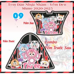 Shmo Tem Dán Nhựa Nhám Yếm Đen Combo Yếm Trước Sau 2020-2025 Decal 3 Lớp Bám Dính Tốt Chống Nước PVC Cao Cấp 3