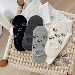 Set 5 Đôi Tất/ Vớ Hài Nữ Cotton Hoạ Tiết Hello kitty Siêu Dễ Thương Lot Th10 3