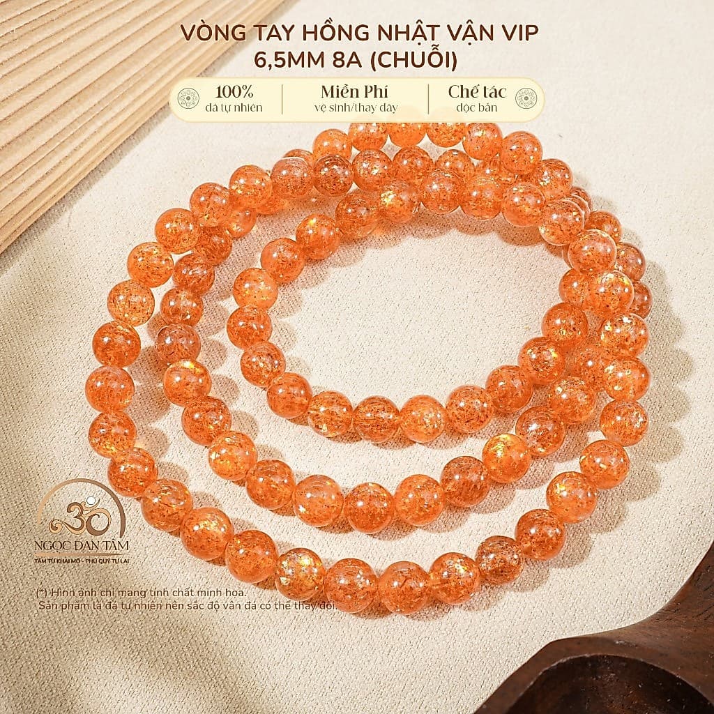 Ngọc Đan Tâm - Chuỗi Vòng Tay Hồng Nhật Vận VIP 6,5mm 8A - Mệnh Hoả & Mệnh Thổ
