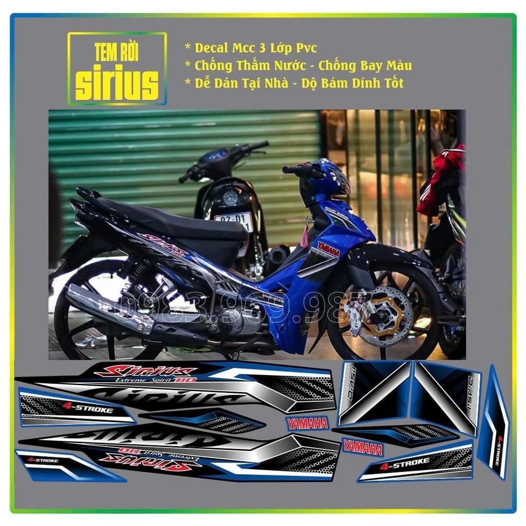 Tem rời Sirius Tem Xe Sirius Chế Cực Chất. Decal Pvc 3 lớp