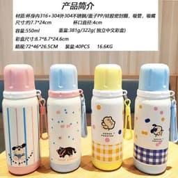 Bình Giữ Nhiệt Dễ Thương Hình Cún Siêu Đáng Yêu Kèm Nắp Làm Cốc 500ML Inox 316 Siu Đẹp 2