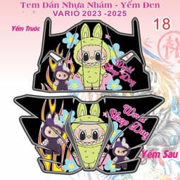 tem vario tem dán yếm đen nhựa nhám vario 125 2023 - 2025 mẫu labubu 2