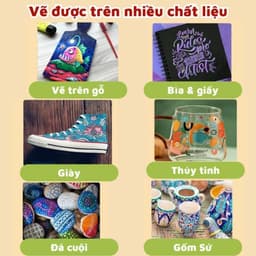 Bút màu acrylic marker 60 màu vẽ sơn chống nước bộ cọ vẽ trên mọi chất liệu bề mặt - Hộp bút màu 60 chi tiết 4