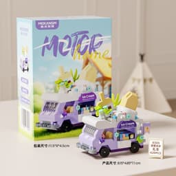 Hộp Đồ chơi lắp ráp khối xây dựng RV dành cho người dễ thương, Khối xây dựng xe đẩy Gourmet, Đồ trang trí để bàn 7