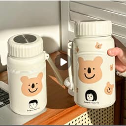 Bình Giữ Nhiệt In Hình Gấu thể tích 1000ML Chất Liệu INOX 316 Có Thể Giữ Nước Lạnh Và Nóng - Ly Giữ Nhiệt Inox 304 4