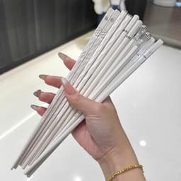 Set 10 Đôi Đũa Ăn Cơm Cao Cấp Không Han Mốc, Có Mạ bạċ Đẹp Xuất Sắc - Set Đũa Trắng Sang Trọng 5