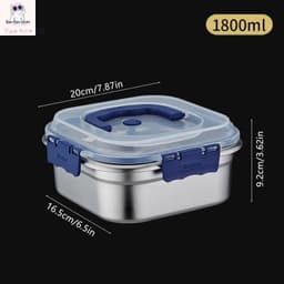 Set 3 Hộp Đựng Thực Phẩm Inox Có Quai, Khay Đựng Đồ Tủ Lạnh Ngăn Mùi Có Nắp 1800ml 7