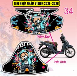 Tem Dán Nhựa Nhám Vision 2021 - 2026 nhiều mẫu decal 3lớp chống thấm nước 3