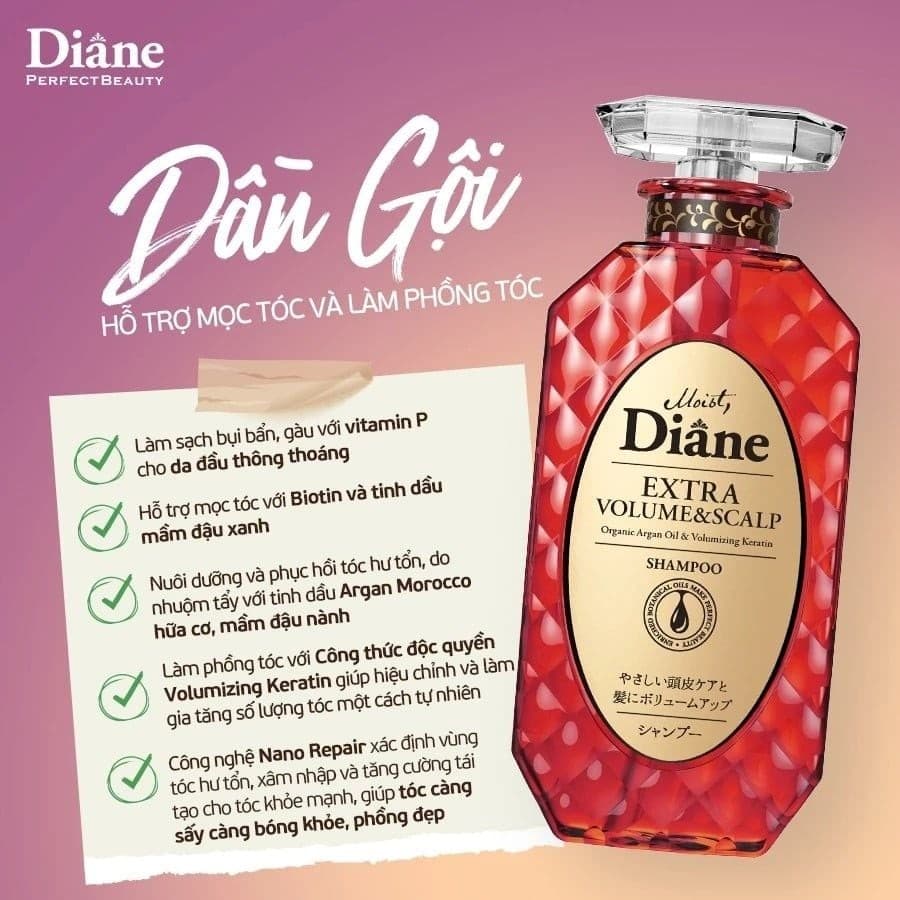 Dầu gội hỗ trợ mọc tóc và làm phồng tóc Moist Diane Extra Volume & Scalp