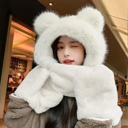 Mũ nữ thời trang kèm khăn ấm áp, chất dày mềm mịn, kiểu dáng mới tiện lợi cho mùa đông 5