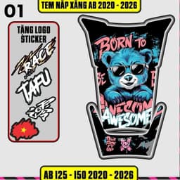 Tem Dán Nắp Xăng Ab 2020 - 2025 (Lưu ý :AB 2026 DÁN KHÔNG VỪA) Tem AB 125 150 Yếm Nhiều Mẫu Decal Cao Cấp 2