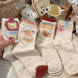 Combo 10 Đôi Tất Nữ Cổ Cao Gấu Xoăn Nhiều Hình, Vớ Cotton Cao Cấp Thoáng Khí Giay zep Store 8