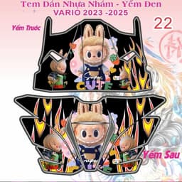 tem vario tem dán yếm đen nhựa nhám vario 125 2023 - 2025 mẫu labubu 5