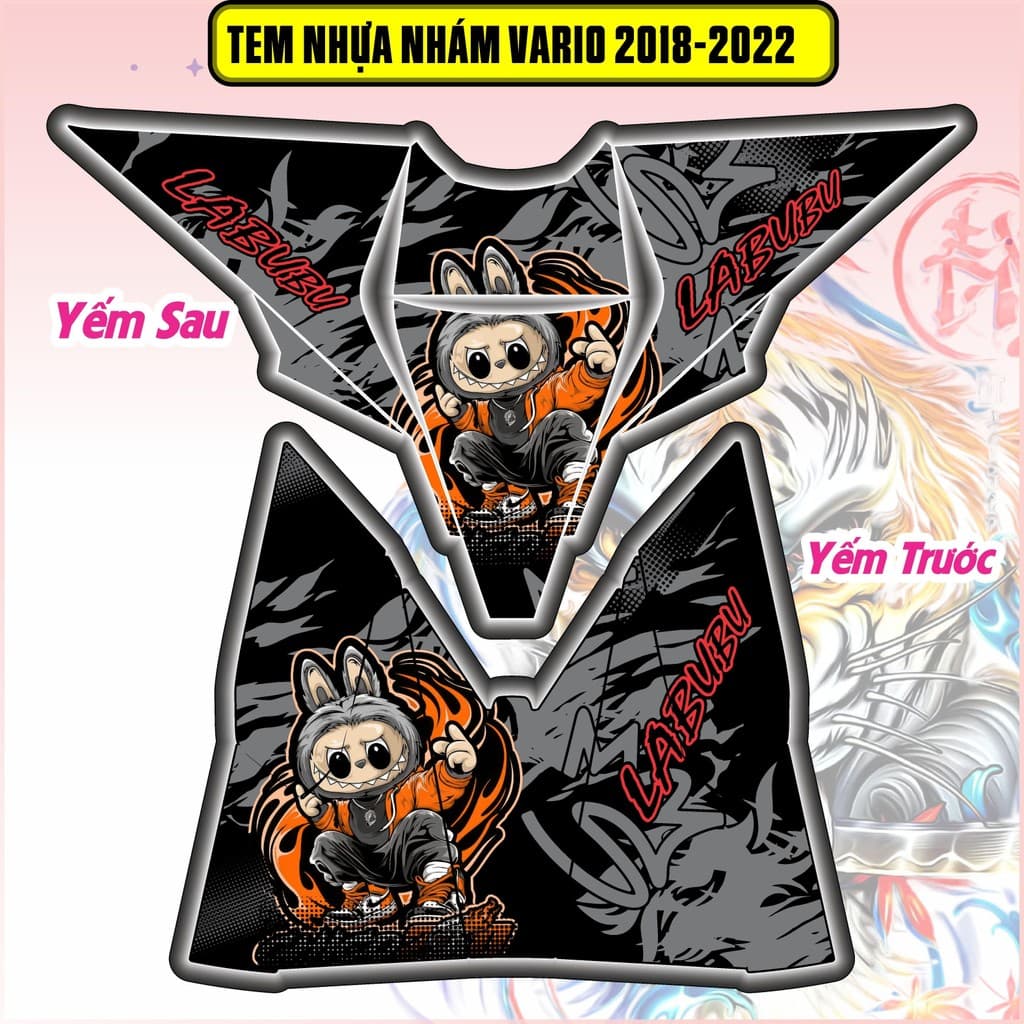 Tem Dán Nhựa Nhám Vario 125 150 Đời 2018  - 2022 Mẫu Labubu Cực Chất Hót Đẹp Decal 3Lớp