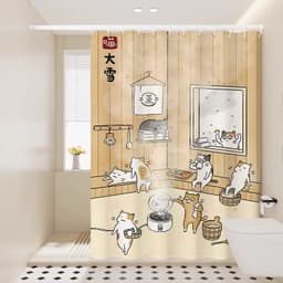 Rèm tắm mèo hoạt hình phong cách Nhật Bản, vách ngăn phòng tắm chống thấm nước dày để tách khô ướt 1