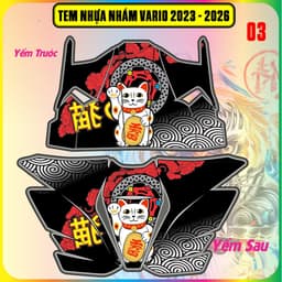 Tem Dán Nhựa Nhám Vario 125 2023-2025  Mẫu Mèo Thần Tài Cực Chất Decal 3 Lớp 3