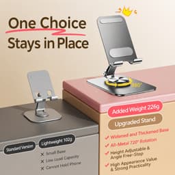 Giá Đỡ Điện Thoại Kim Loại Xoay 720° Điều Chỉnh Đa Góc Gập Gọn Cho Tablet iPad Livestream Để Bàn 2