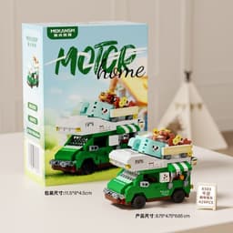 Hộp Đồ chơi lắp ráp khối xây dựng RV dành cho người dễ thương, Khối xây dựng xe đẩy Gourmet, Đồ trang trí để bàn 5