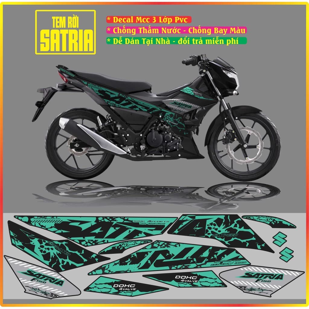 TEM RỜI SATRIA MẪU ZIN DECAL MC 3 LỚP ĐỦ MÀU