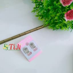 Bông tai inox nụ hình kim tiền chạm chiếu sáng đẹp không đen 4