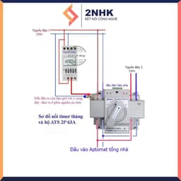Cầu Dao Đảo Chiều Tự Động Bộ Chuyển Nguồn ATS 2P 63A - bộ chuyển đổi 2 nguồn điện tự động 5