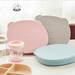 SALE - Khay Ăn Dặm Kèm Nắp Silicon Cao Cấp Chia Ngăn Có Đế Hít Poled Nội Địa Hàn 1