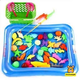 Bể phao câu cá cho bé đầy đủ phụ kiện kèm phao lớn 60X45CM 1