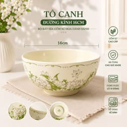 Bộ Bát Đĩa Hoa Dành Dành Cao Cấp Thương Hiệu Gia Dụng Hana Men Sáng Mịn Đẹp 4