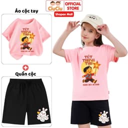 Bộ Quần Áo Cộc Tay Hình Bé Rước Đèn Trung Thu Cho Bé Trai Bé Gái CIUCIU KID Vải Cotton Thoáng Mát 9