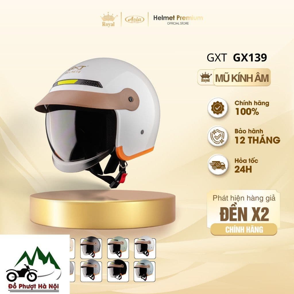 Mũ bảo hiểm 3/4 GXT GX139 kính âm + lưỡi trai chính hãng | Nón bảo hiểm nam nữ Đồ Phượt HN