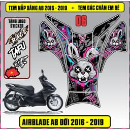 Tem Dán Nắp Xăng + Gác Chân Em Bé Xe AB Đời 2016 - 2019 Decal 3Lớp Nhiều Mẫu 1
