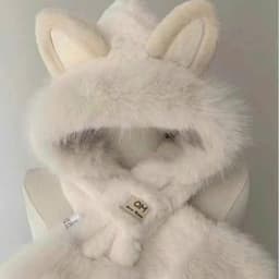 Mũ tai mèo bông liền khăn lông xù, mũ trùm đầu giữ ấm che tai cổ, phụ kiện mùa đông dễ thương ulzzang free size nữ 9