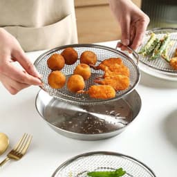 Bộ khay lưới inox kèm khay hứng dầu có tay cầm tiện dụng 19cm gdgs66 4