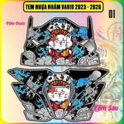 Tem Dán Nhựa Nhám Vario 125 2023-2025  Mẫu Mèo Thần Tài Cực Chất Decal 3 Lớp 1