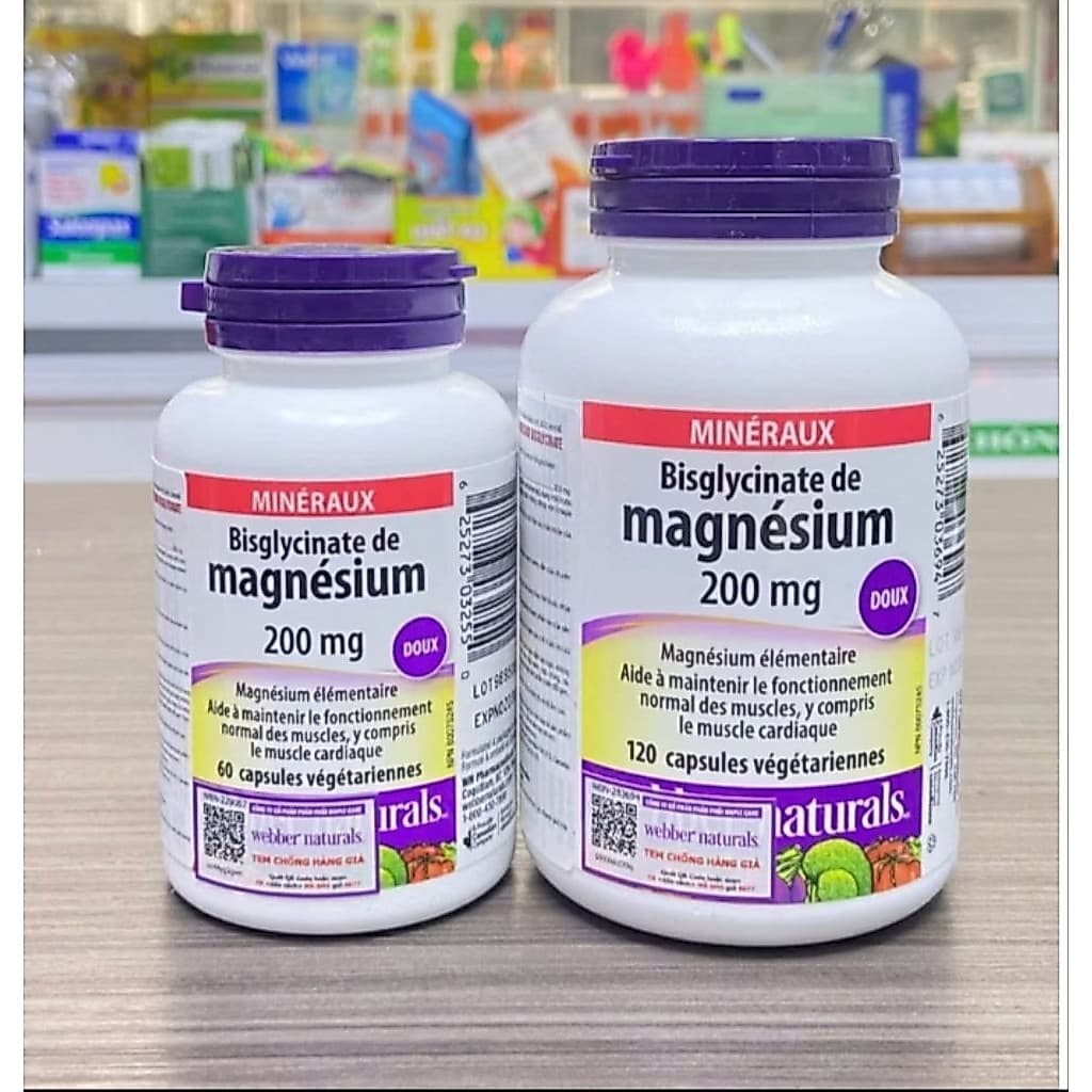 { HÀNG TEM NHẬP KHẨU } Magie Magnesium 200mg Webber Naturals