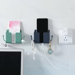 [Combo 6 Chiếc] Giá Đỡ Dán Tường Để Sạc điện thȯại, Để Remote, Ổ Cắm Kèm 2 Móc Treo Đồ kt 10x3x9.5cm 4