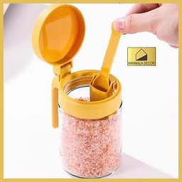 Lọ Đựng Gia Vị Boro – Hũ Đựng Muối Đường Thủy Tinh Có Tay Cầm Có Thìa Để Ngăn Riêng Chống Ẩm. 1
