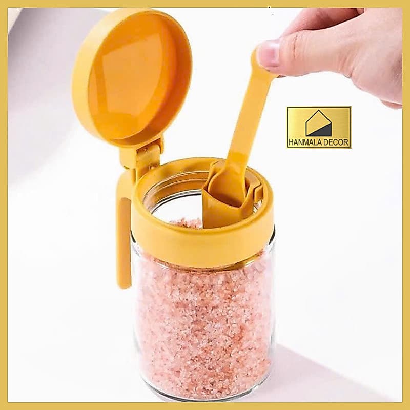 Lọ Đựng Gia Vị Boro – Hũ Đựng Muối Đường Thủy Tinh Có Tay Cầm Có Thìa Để Ngăn Riêng Chống Ẩm.