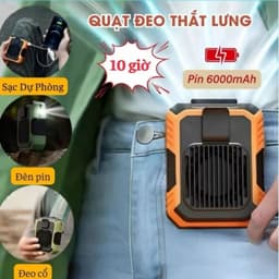 Quạt Đeo Thắt Lưng F49 Mini, Pin 4000mAh, 3 Cấp Gió Mạnh, Có Đèn Pin, Kèm Sạc Dự Phòng Tiện Lợi 1