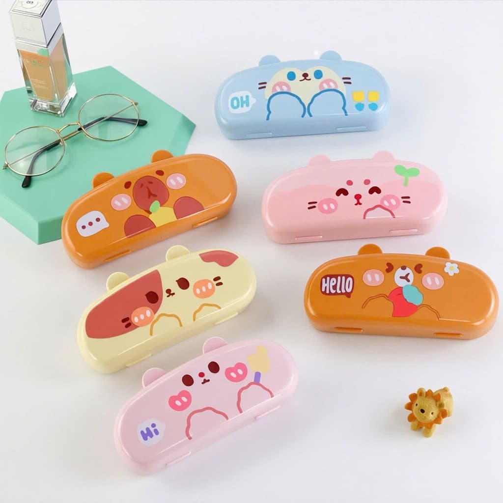 Hộp đựng mắt kính họa tiết hình thú nhỏ gọn siêu xinh 15.5x6x4cm VINBEO