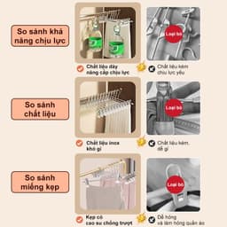 𝐅𝐔𝐑𝐍𝐈𝐒𝐇 𝐅𝐈𝐄𝐒𝐓𝐀 Móc Áo Có thể chỉnh Lực kẹp mạnh Không Treo Áo để lại hằn Chống ăn mòn chống gỉ Đồ móc phơi đồ dày dặn 9