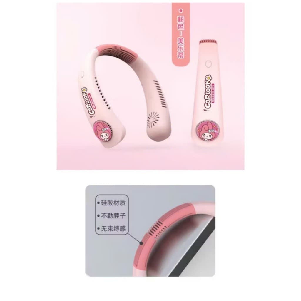 Quạt Đeo Cổ Mini 3 Cấp Độ Gió Hình Thú Dễ Thương Pin Trâu 1800mAh Quạt Sạc USB Tiện Lợi Mùa Hè