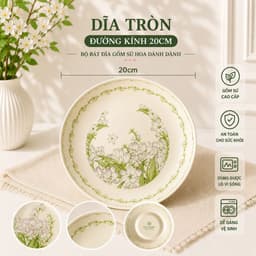 [ GiaDungQueHuong ] Lẻ sản phẩm bát đĩa gốm sứ họa tiết Hoa Dành Dành 9
