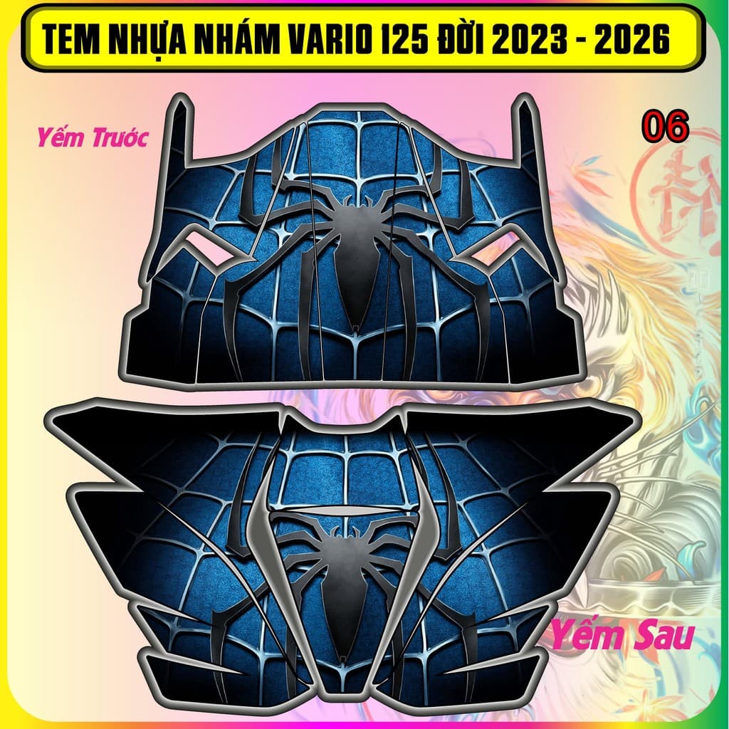 Tem dán nhựa nhám cho Vario 125 đời 2023-2025 mẫu spiderman (lưu ý: các đời khác dán không vừa)