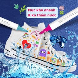 Bút màu acrylic marker 60 màu vẽ sơn chống nước bộ cọ vẽ trên mọi chất liệu bề mặt - Hộp bút màu 60 chi tiết 7