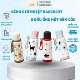 BÌNH GIỮ NHIỆT BLACK CAT INOX 316 CAO CẤP – 2 PHONG CÁCH UỐNG CÓ QUAI XÁCH TIỆN LỢI – DUNG TÍCH 550ML / 750ML 1