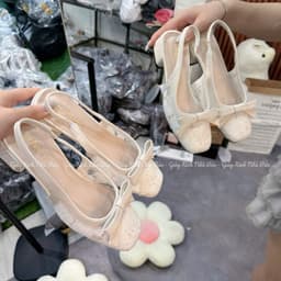 Giày cao gót 𝙔𝙐𝙇𝙄𝙉𝘼 6p và bệt đế vuông búp bê khoá nơ cd46 Chuẩn size 2
